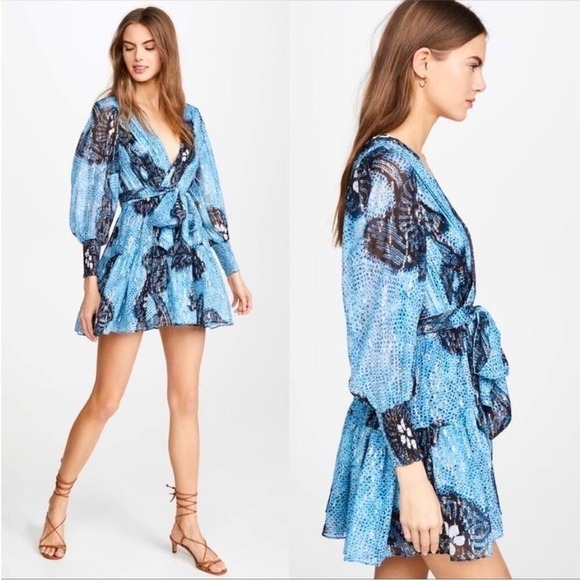 Ulla Johnson Dresses & Skirts - ULLA JOHNSON Noemi shibori dress Blue floral sequin mini Adora in sky size 2